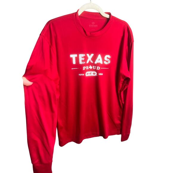HEB Texas Red Long Sleeve Shirt Comfort Casual Work Sz L - Picture 1 of 16